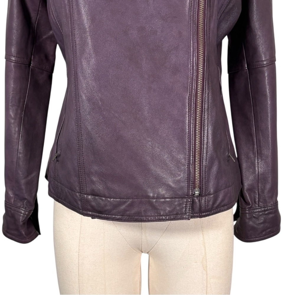 NEW J Jill Asymmetrical Moto Leather Jacket Size Small Petite - Picture 7 of 12